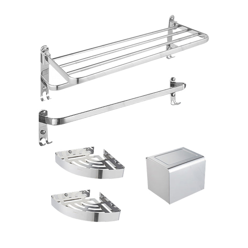 Modern Stainless Steel Bathroom Accessory Kit Towel Bar Paper Holder Bath Hardware Set 5-Piece Set (Single Rod) Clearhalo 'Bathroom Hardware Sets' 'Bathroom Hardware' 'Bathroom Remodel & Bathroom Fixtures' 'bathroom_hardware_sets' 'Home Improvement' 'home_improvement' 'home_improvement_bathroom_hardware_sets' 7232221