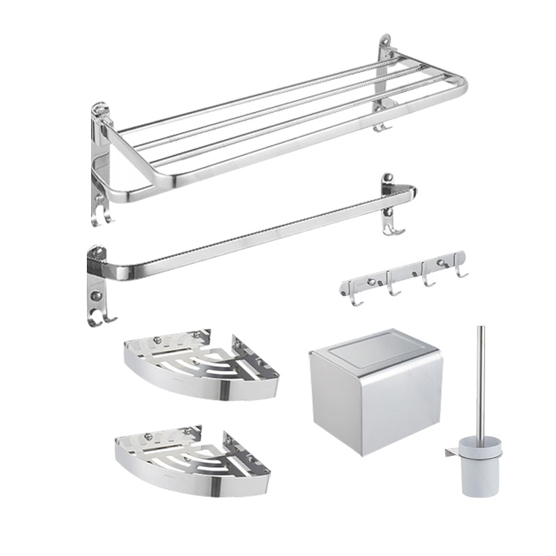 Modern Stainless Steel Bathroom Accessory Kit Towel Bar Paper Holder Bath Hardware Set 7-Piece Set (Single Rod) Clearhalo 'Bathroom Hardware Sets' 'Bathroom Hardware' 'Bathroom Remodel & Bathroom Fixtures' 'bathroom_hardware_sets' 'Home Improvement' 'home_improvement' 'home_improvement_bathroom_hardware_sets' 7232223
