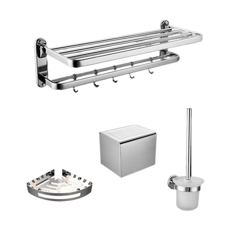 Modern Stainless Steel Bathroom Accessory Kit Towel Bar Paper Holder Bath Hardware Set 4-Piece Set (Toilet Brush) Clearhalo 'Bathroom Hardware Sets' 'Bathroom Hardware' 'Bathroom Remodel & Bathroom Fixtures' 'bathroom_hardware_sets' 'Home Improvement' 'home_improvement' 'home_improvement_bathroom_hardware_sets' 7232229