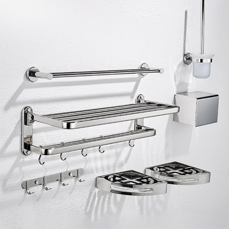 Modern Stainless Steel Bathroom Accessory Kit Towel Bar Paper Holder Bath Hardware Set Clearhalo 'Bathroom Hardware Sets' 'Bathroom Hardware' 'Bathroom Remodel & Bathroom Fixtures' 'bathroom_hardware_sets' 'Home Improvement' 'home_improvement' 'home_improvement_bathroom_hardware_sets' 7232235