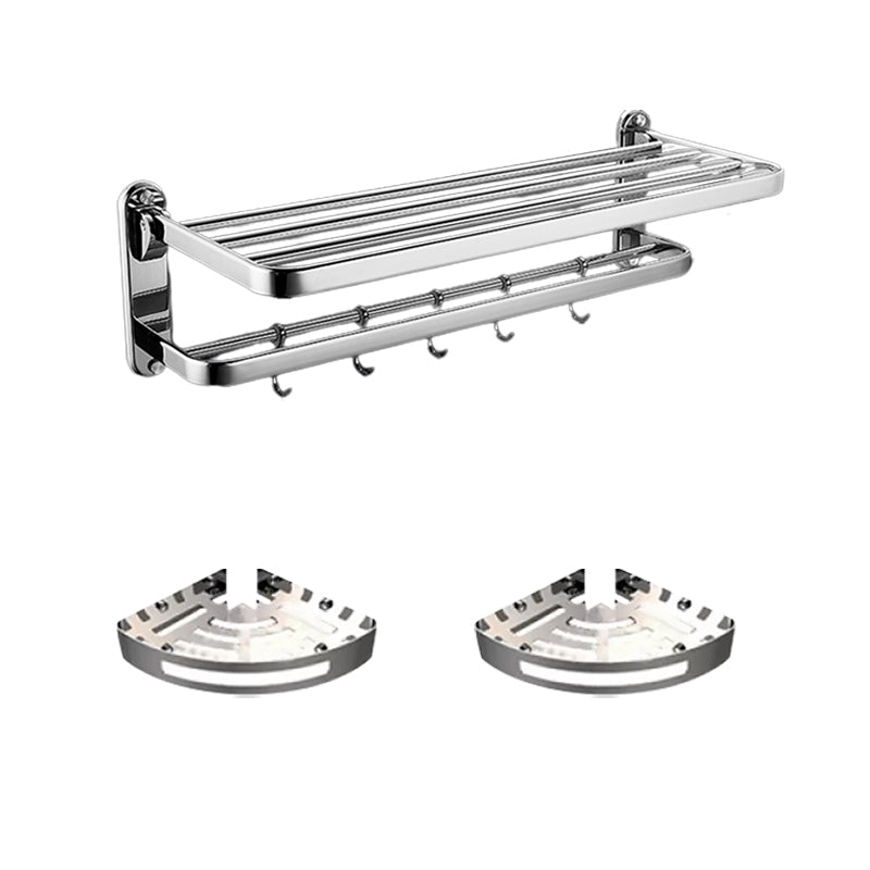 Modern Stainless Steel Bathroom Accessory Kit Towel Bar Paper Holder Bath Hardware Set 3-Piece Set (Triangle Bath Shelf) Clearhalo 'Bathroom Hardware Sets' 'Bathroom Hardware' 'Bathroom Remodel & Bathroom Fixtures' 'bathroom_hardware_sets' 'Home Improvement' 'home_improvement' 'home_improvement_bathroom_hardware_sets' 7232236