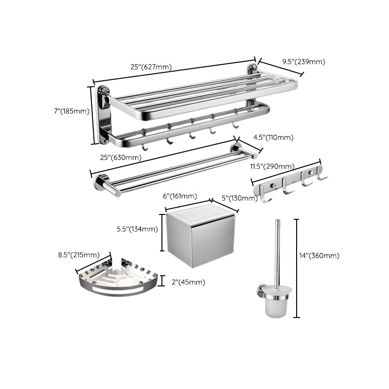 Modern Stainless Steel Bathroom Accessory Kit Towel Bar Paper Holder Bath Hardware Set Clearhalo 'Bathroom Hardware Sets' 'Bathroom Hardware' 'Bathroom Remodel & Bathroom Fixtures' 'bathroom_hardware_sets' 'Home Improvement' 'home_improvement' 'home_improvement_bathroom_hardware_sets' 7232240