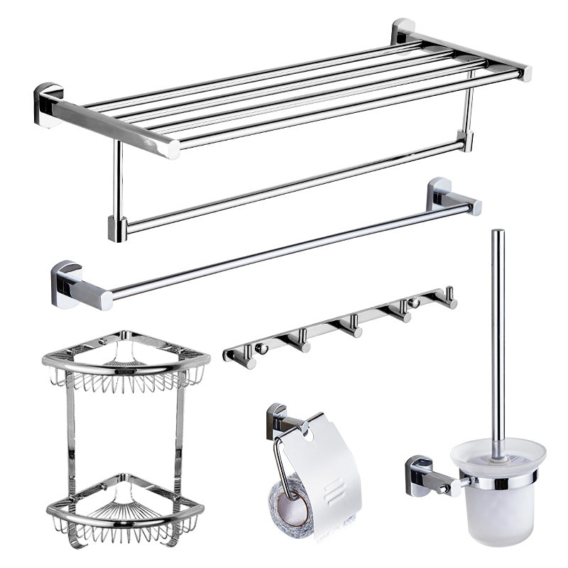 Modern Bath Hardware Set Stainless Steel Bath Shelf Towel Bar Bathroom Accessory Kit Clearhalo 'Bathroom Hardware Sets' 'Bathroom Hardware' 'Bathroom Remodel & Bathroom Fixtures' 'bathroom_hardware_sets' 'Home Improvement' 'home_improvement' 'home_improvement_bathroom_hardware_sets' 7232250