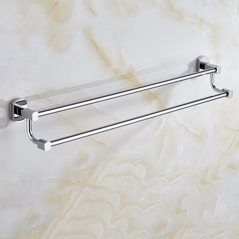 Modern Bath Hardware Set Stainless Steel Bath Shelf Towel Bar Bathroom Accessory Kit Towel Bar (Double Rods) Clearhalo 'Bathroom Hardware Sets' 'Bathroom Hardware' 'Bathroom Remodel & Bathroom Fixtures' 'bathroom_hardware_sets' 'Home Improvement' 'home_improvement' 'home_improvement_bathroom_hardware_sets' 7232251