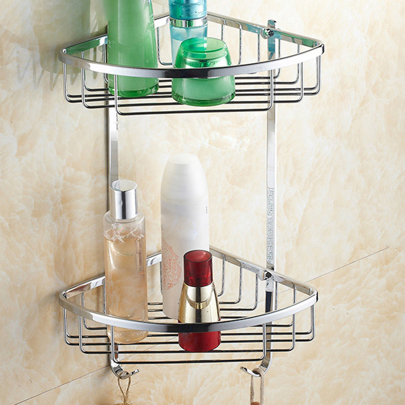 Modern Bath Hardware Set Stainless Steel Bath Shelf Towel Bar Bathroom Accessory Kit Double Layer Triangle Bath Shelves Clearhalo 'Bathroom Hardware Sets' 'Bathroom Hardware' 'Bathroom Remodel & Bathroom Fixtures' 'bathroom_hardware_sets' 'Home Improvement' 'home_improvement' 'home_improvement_bathroom_hardware_sets' 7232260