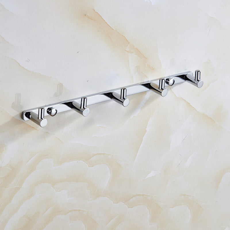 Modern Bath Hardware Set Stainless Steel Bath Shelf Towel Bar Bathroom Accessory Kit Row Hook (5 Rows) Clearhalo 'Bathroom Hardware Sets' 'Bathroom Hardware' 'Bathroom Remodel & Bathroom Fixtures' 'bathroom_hardware_sets' 'Home Improvement' 'home_improvement' 'home_improvement_bathroom_hardware_sets' 7232262