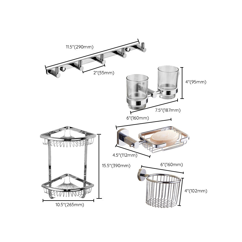Modern Bath Hardware Set Stainless Steel Bath Shelf Towel Bar Bathroom Accessory Kit Clearhalo 'Bathroom Hardware Sets' 'Bathroom Hardware' 'Bathroom Remodel & Bathroom Fixtures' 'bathroom_hardware_sets' 'Home Improvement' 'home_improvement' 'home_improvement_bathroom_hardware_sets' 7232267