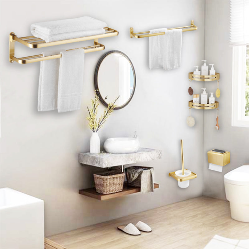 Modern Gold Bathroom Accessory Kit Towel Bar Bath Shelf Bath Hardware Set Clearhalo 'Bathroom Hardware Sets' 'Bathroom Hardware' 'Bathroom Remodel & Bathroom Fixtures' 'bathroom_hardware_sets' 'Home Improvement' 'home_improvement' 'home_improvement_bathroom_hardware_sets' 7232268