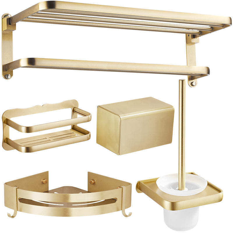 Modern Gold Bathroom Accessory Kit Towel Bar Bath Shelf Bath Hardware Set Clearhalo 'Bathroom Hardware Sets' 'Bathroom Hardware' 'Bathroom Remodel & Bathroom Fixtures' 'bathroom_hardware_sets' 'Home Improvement' 'home_improvement' 'home_improvement_bathroom_hardware_sets' 7232277