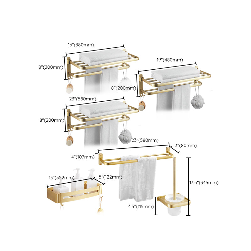 Modern Gold Bathroom Accessory Kit Towel Bar Bath Shelf Bath Hardware Set Clearhalo 'Bathroom Hardware Sets' 'Bathroom Hardware' 'Bathroom Remodel & Bathroom Fixtures' 'bathroom_hardware_sets' 'Home Improvement' 'home_improvement' 'home_improvement_bathroom_hardware_sets' 7232286