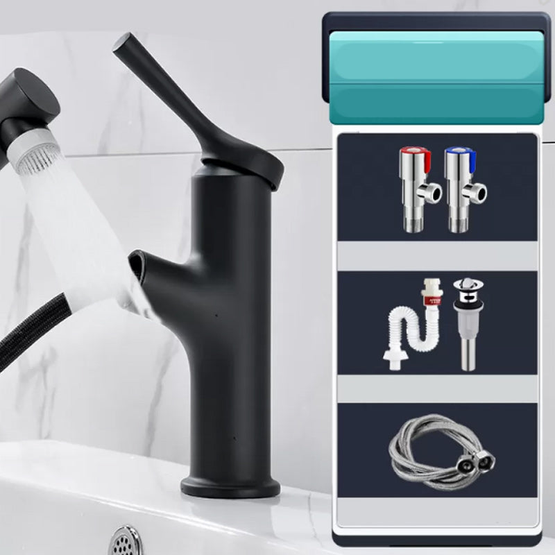 Vessel Sink Bathroom Faucet Lever Handle Low Arc with Pull down Sprayer Nero Drain Included Clearhalo 'Bathroom Remodel & Bathroom Fixtures' 'Bathroom Sink Faucets' 'Bathroom Sinks & Faucet Components' 'bathroom_sink_faucets' 'Casa' 'Home Improvement' 'home_improvement' 'home_improvement_bathroom_sink_faucets' 7233529