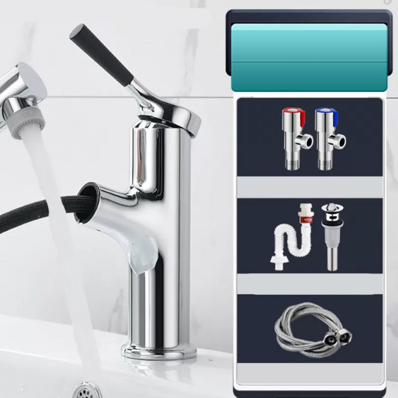 Vessel Sink Bathroom Faucet Lever Handle Low Arc with Pull down Sprayer Argento Drain Included Clearhalo 'Bathroom Remodel & Bathroom Fixtures' 'Bathroom Sink Faucets' 'Bathroom Sinks & Faucet Components' 'bathroom_sink_faucets' 'Casa' 'Home Improvement' 'home_improvement' 'home_improvement_bathroom_sink_faucets' 7233530