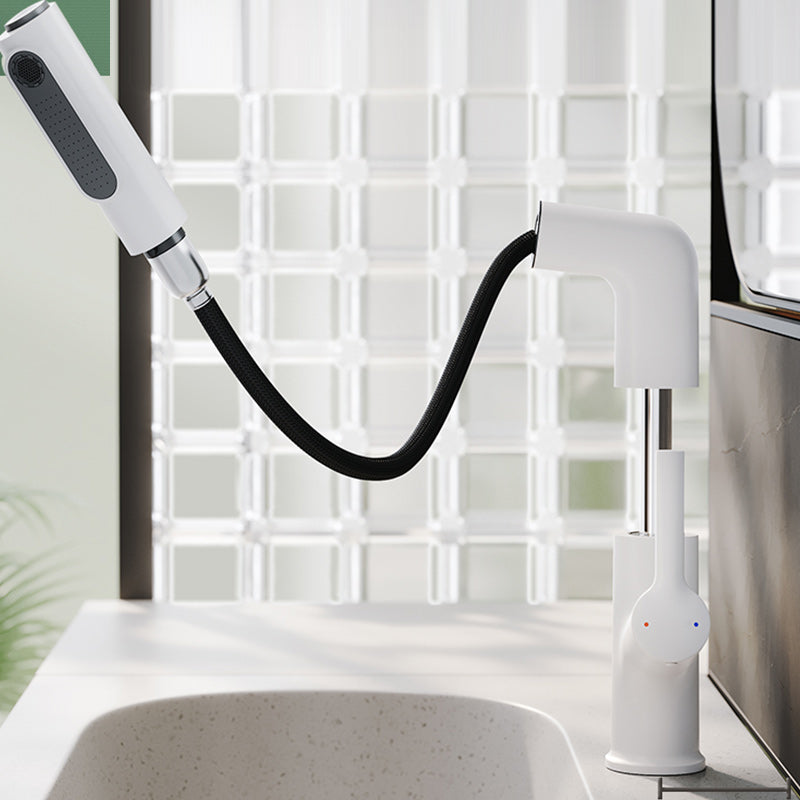 High-Arc Bathroom Vessel Faucet Swivel Spout with Pull Out Sprayer Clearhalo 'Bathroom Remodel & Bathroom Fixtures' 'Bathroom Sink Faucets' 'Bathroom Sinks & Faucet Components' 'bathroom_sink_faucets' 'Home Improvement' 'home_improvement' 'home_improvement_bathroom_sink_faucets' 7233545