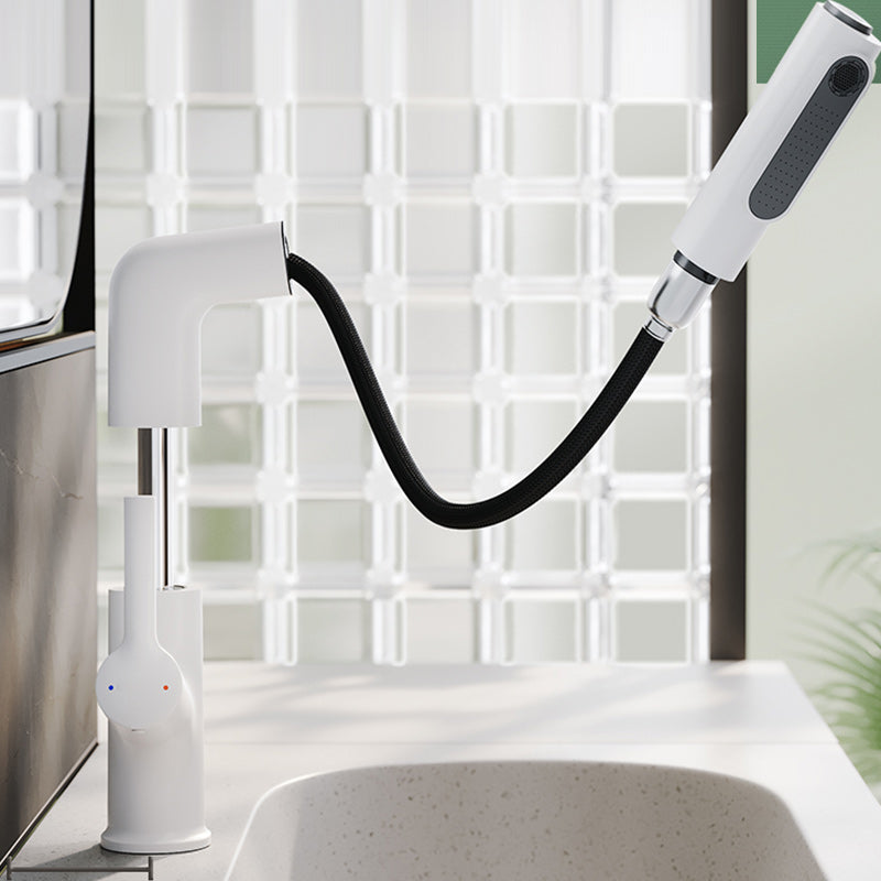 High-Arc Bathroom Vessel Faucet Swivel Spout with Pull Out Sprayer Clearhalo 'Bathroom Remodel & Bathroom Fixtures' 'Bathroom Sink Faucets' 'Bathroom Sinks & Faucet Components' 'bathroom_sink_faucets' 'Home Improvement' 'home_improvement' 'home_improvement_bathroom_sink_faucets' 7233548