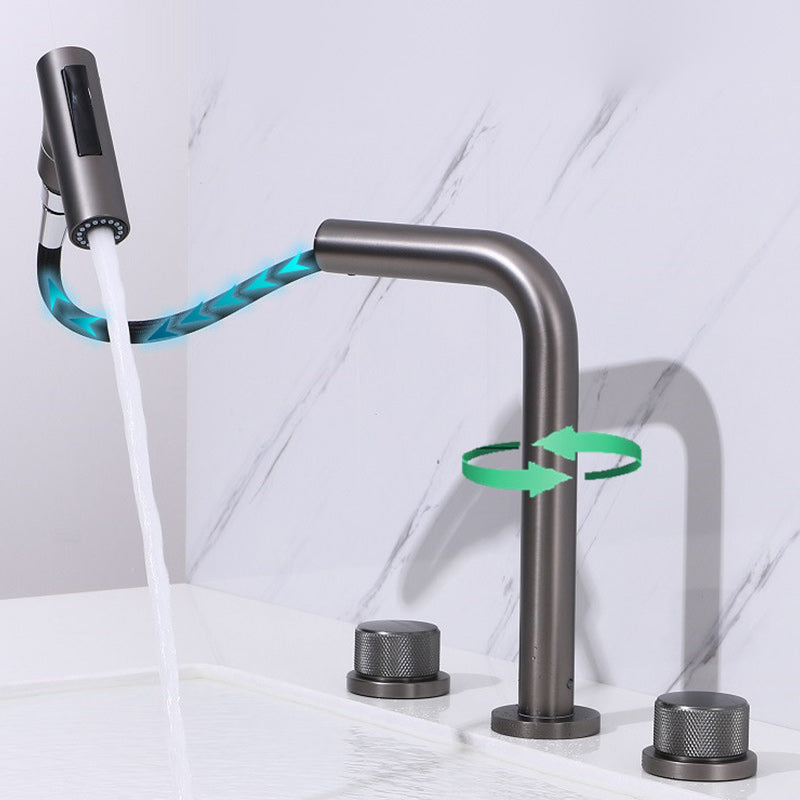 Widespread Bathroom Faucet Swivel Spout High-Arc with Pull Out Sprayer Clearhalo 'Bathroom Remodel & Bathroom Fixtures' 'Bathroom Sink Faucets' 'Bathroom Sinks & Faucet Components' 'bathroom_sink_faucets' 'Home Improvement' 'home_improvement' 'home_improvement_bathroom_sink_faucets' 7233561