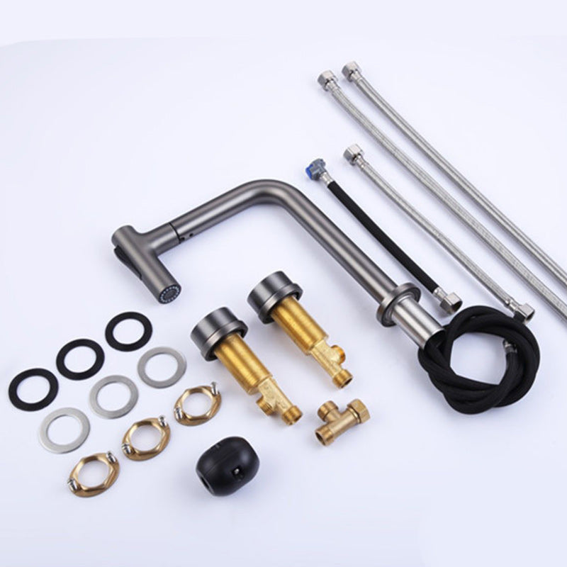 Widespread Bathroom Faucet Swivel Spout High-Arc with Pull Out Sprayer Clearhalo 'Bathroom Remodel & Bathroom Fixtures' 'Bathroom Sink Faucets' 'Bathroom Sinks & Faucet Components' 'bathroom_sink_faucets' 'Home Improvement' 'home_improvement' 'home_improvement_bathroom_sink_faucets' 7233566