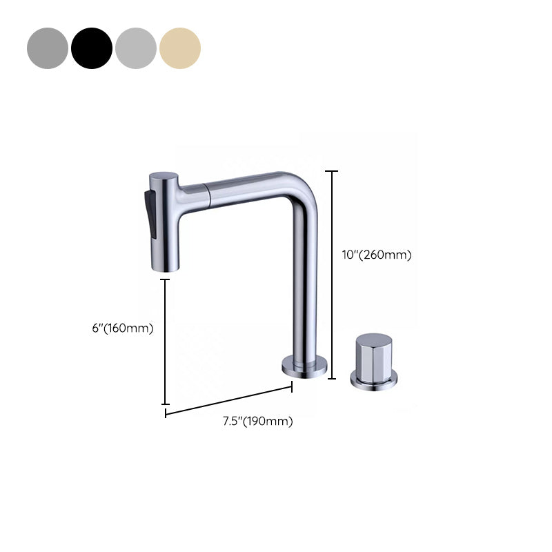 Widespread Bathroom Faucet Swivel Spout High-Arc with Pull Out Sprayer Clearhalo 'Bathroom Remodel & Bathroom Fixtures' 'Bathroom Sink Faucets' 'Bathroom Sinks & Faucet Components' 'bathroom_sink_faucets' 'Home Improvement' 'home_improvement' 'home_improvement_bathroom_sink_faucets' 7233580