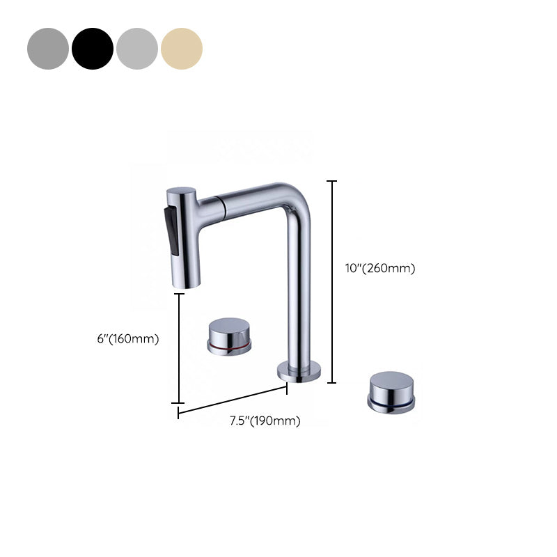 Widespread Bathroom Faucet Swivel Spout High-Arc with Pull Out Sprayer Clearhalo 'Bathroom Remodel & Bathroom Fixtures' 'Bathroom Sink Faucets' 'Bathroom Sinks & Faucet Components' 'bathroom_sink_faucets' 'Home Improvement' 'home_improvement' 'home_improvement_bathroom_sink_faucets' 7233581
