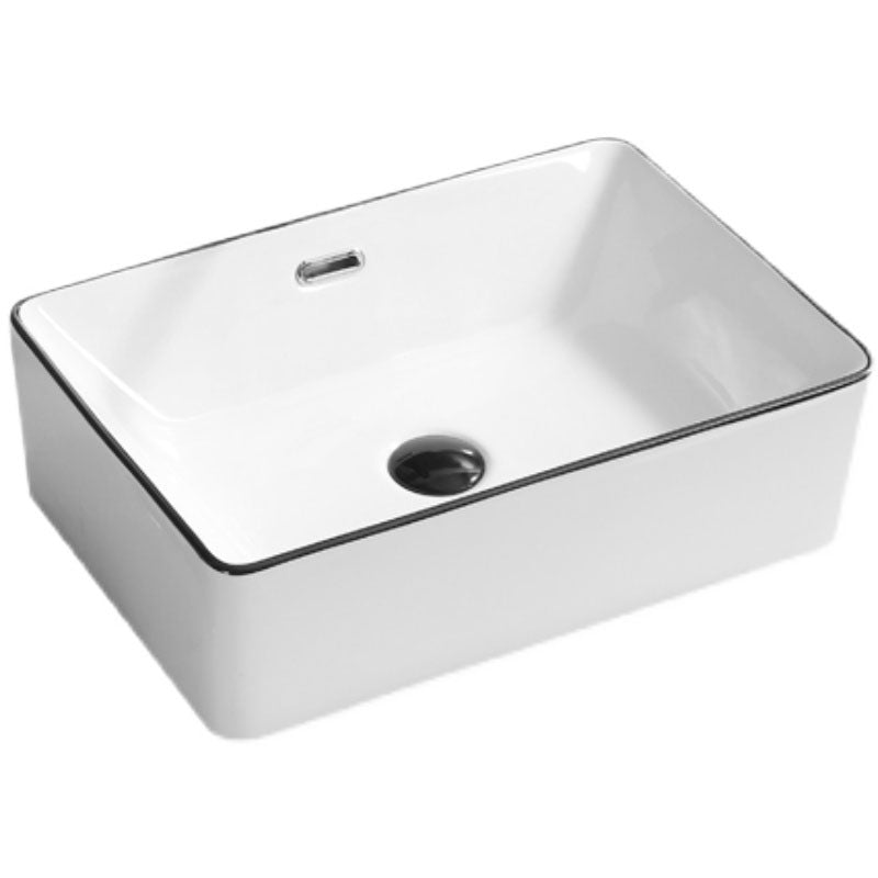 Bathroom Sink Ceramic Black Edging Anti-spill Rectangular Rod Single Handle Faucet Sink Clearhalo 'Bathroom Remodel & Bathroom Fixtures' 'Bathroom Sinks & Faucet Components' 'Bathroom Sinks' 'bathroom_sink' 'Home Improvement' 'home_improvement' 'home_improvement_bathroom_sink' 7233604