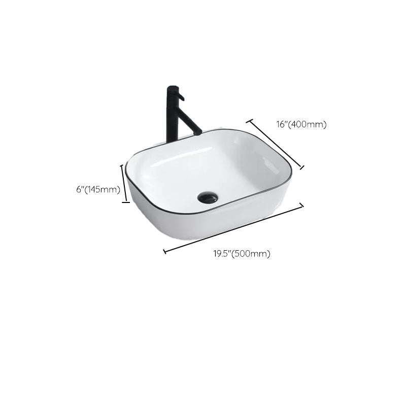 Bathroom Sink Ceramic Black Edging Anti-spill Rectangular Rod Single Handle Faucet Sink Clearhalo 'Bathroom Remodel & Bathroom Fixtures' 'Bathroom Sinks & Faucet Components' 'Bathroom Sinks' 'bathroom_sink' 'Home Improvement' 'home_improvement' 'home_improvement_bathroom_sink' 7233627