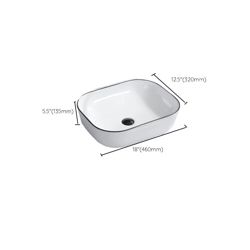 Bathroom Sink Ceramic Black Edging Anti-spill Rectangular Rod Single Handle Faucet Sink Clearhalo 'Bathroom Remodel & Bathroom Fixtures' 'Bathroom Sinks & Faucet Components' 'Bathroom Sinks' 'bathroom_sink' 'Home Improvement' 'home_improvement' 'home_improvement_bathroom_sink' 7233637