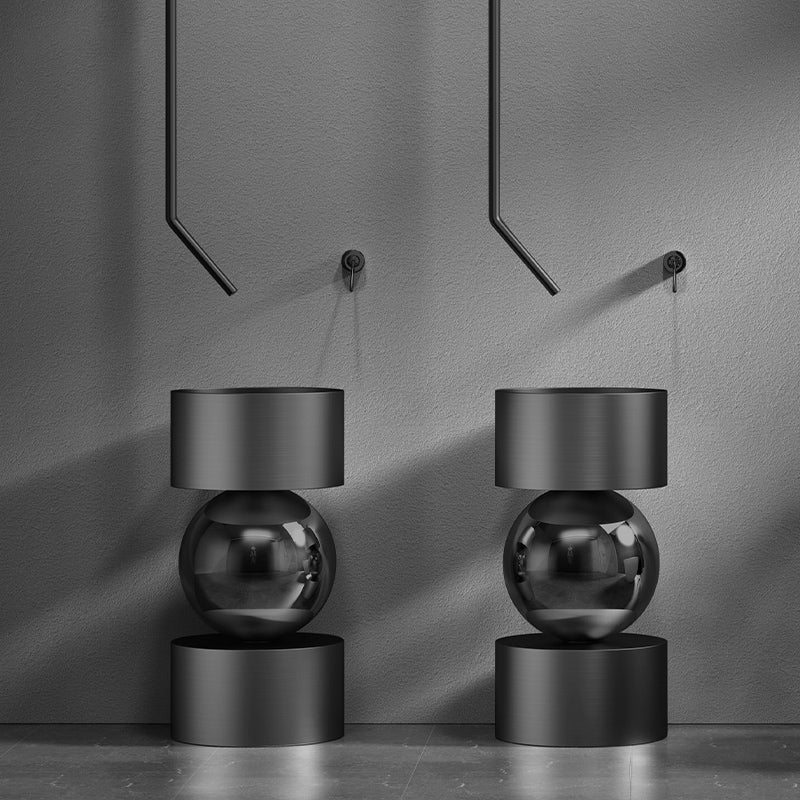 Contemporary Bathroom Sink with Pop-Up Drain Metal Round Pedestal Bathroom Sink Clearhalo 'Bathroom Remodel & Bathroom Fixtures' 'Bathroom Sinks & Faucet Components' 'Bathroom Sinks' 'bathroom_sink' 'Home Improvement' 'home_improvement' 'home_improvement_bathroom_sink' 7233648