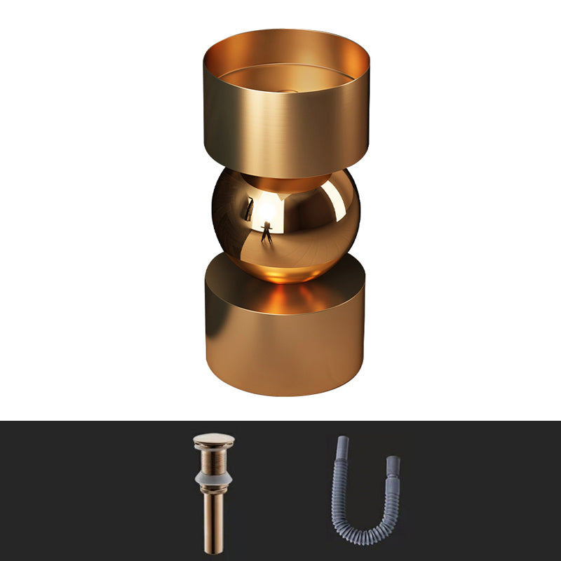 Contemporary Bathroom Sink with Pop-Up Drain Metal Round Pedestal Bathroom Sink Rose Gold Unavailiable Sink Clearhalo 'Bathroom Remodel & Bathroom Fixtures' 'Bathroom Sinks & Faucet Components' 'Bathroom Sinks' 'bathroom_sink' 'Home Improvement' 'home_improvement' 'home_improvement_bathroom_sink' 7233656