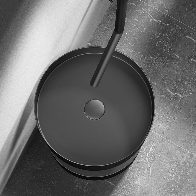 Contemporary Bathroom Sink with Pop-Up Drain Metal Round Pedestal Bathroom Sink Clearhalo 'Bathroom Remodel & Bathroom Fixtures' 'Bathroom Sinks & Faucet Components' 'Bathroom Sinks' 'bathroom_sink' 'Home Improvement' 'home_improvement' 'home_improvement_bathroom_sink' 7233660