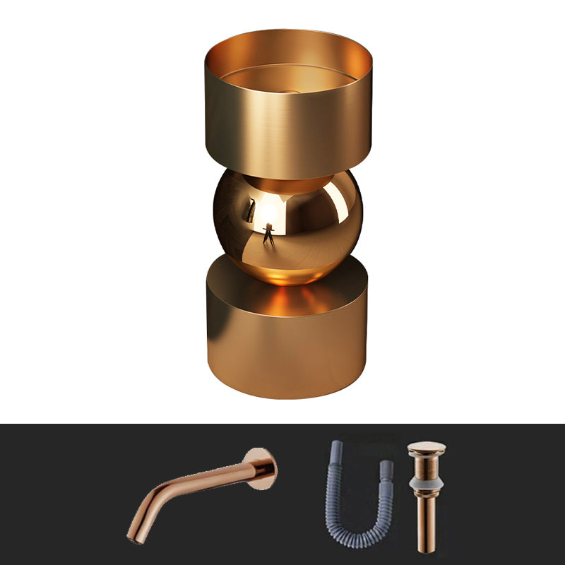 Contemporary Bathroom Sink with Pop-Up Drain Metal Round Pedestal Bathroom Sink Rose Gold Wall Mounted Faucet Sink with Faucet Clearhalo 'Bathroom Remodel & Bathroom Fixtures' 'Bathroom Sinks & Faucet Components' 'Bathroom Sinks' 'bathroom_sink' 'Home Improvement' 'home_improvement' 'home_improvement_bathroom_sink' 7233667