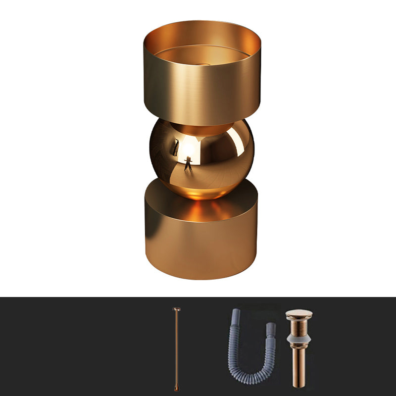 Contemporary Bathroom Sink with Pop-Up Drain Metal Round Pedestal Bathroom Sink Rose Gold Sensor Faucet Sink with Faucet Clearhalo 'Bathroom Remodel & Bathroom Fixtures' 'Bathroom Sinks & Faucet Components' 'Bathroom Sinks' 'bathroom_sink' 'Home Improvement' 'home_improvement' 'home_improvement_bathroom_sink' 7233676