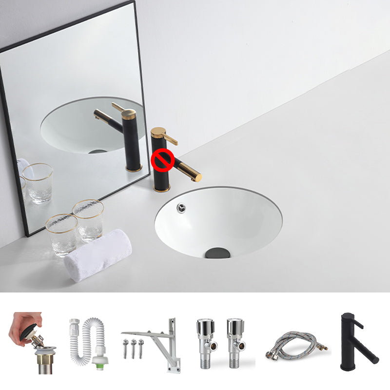 Traditional Undermount Bathroom Sink Round Porcelain Shut-Off Valve Included Basin Sink 15"L x 15"W x 6"H Sink with Faucet Clearhalo 'Bathroom Remodel & Bathroom Fixtures' 'Bathroom Sinks & Faucet Components' 'Bathroom Sinks' 'bathroom_sink' 'Home Improvement' 'home_improvement' 'home_improvement_bathroom_sink' 7233707