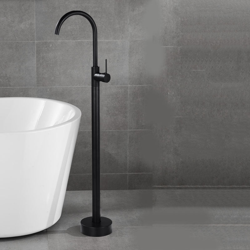Contemporary Brass Freestanding Bathtub Faucet with 1-Handle Bathtub Faucet Black Ground Hand Shower Not Included Clearhalo 'Bathroom Remodel & Bathroom Fixtures' 'Bathtub Faucets' 'bathtub_faucets' 'Home Improvement' 'home_improvement' 'home_improvement_bathtub_faucets' 7233738