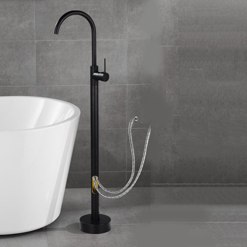 Contemporary Brass Freestanding Bathtub Faucet with 1-Handle Bathtub Faucet Black Wall Hand Shower Not Included Clearhalo 'Bathroom Remodel & Bathroom Fixtures' 'Bathtub Faucets' 'bathtub_faucets' 'Home Improvement' 'home_improvement' 'home_improvement_bathtub_faucets' 7233741