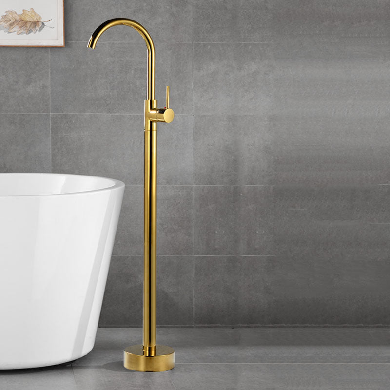 Contemporary Brass Freestanding Bathtub Faucet with 1-Handle Bathtub Faucet Gold Ground Hand Shower Not Included Clearhalo 'Bathroom Remodel & Bathroom Fixtures' 'Bathtub Faucets' 'bathtub_faucets' 'Home Improvement' 'home_improvement' 'home_improvement_bathtub_faucets' 7233748