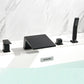 Brass Roman Bathtub Faucet Waterfall Spout Tub Faucet with Hand Shower Black 7 Shape Clearhalo 'Bathroom Remodel & Bathroom Fixtures' 'Bathtub Faucets' 'bathtub_faucets' 'Home Improvement' 'home_improvement' 'home_improvement_bathtub_faucets' 7233758