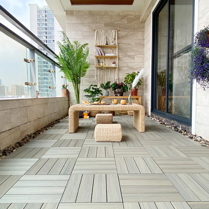 Engineered Square Flooring Tiles Water Resistant Interlocking for Patio Garden Old Wood 75.3 sq ft. - 77 Pieces Clearhalo 'Flooring 'Hardwood Flooring' 'hardwood_flooring' 'Home Improvement' 'home_improvement' 'home_improvement_hardwood_flooring' Walls and Ceiling' 7233865