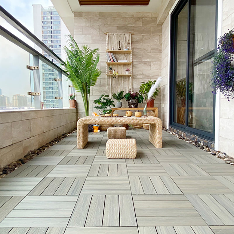 Engineered Square Flooring Tiles Water Resistant Interlocking for Patio Garden Old Wood 75.3 sq ft. - 77 Pieces Clearhalo 'Flooring 'Hardwood Flooring' 'hardwood_flooring' 'Home Improvement' 'home_improvement' 'home_improvement_hardwood_flooring' Walls and Ceiling' 7233865