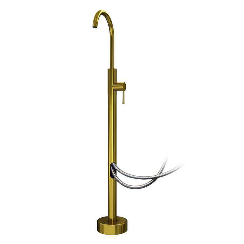 Modern Freestanding Tub Filler with 2 Handles Floor Mounted Bathroom Faucet Gold Hand Shower Not Included Wall Clearhalo 'Bathroom Remodel & Bathroom Fixtures' 'Bathtub Faucets' 'bathtub_faucets' 'Home Improvement' 'home_improvement' 'home_improvement_bathtub_faucets' 7233974