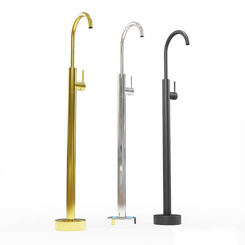 Modern Freestanding Tub Filler with 2 Handles Floor Mounted Bathroom Faucet Clearhalo 'Bathroom Remodel & Bathroom Fixtures' 'Bathtub Faucets' 'bathtub_faucets' 'Home Improvement' 'home_improvement' 'home_improvement_bathtub_faucets' 7233977