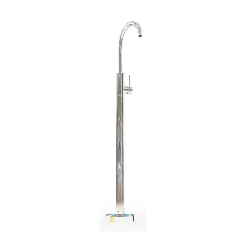 Modern Freestanding Tub Filler with 2 Handles Floor Mounted Bathroom Faucet Chrome Hand Shower Not Included Ground Clearhalo 'Bathroom Remodel & Bathroom Fixtures' 'Bathtub Faucets' 'bathtub_faucets' 'Home Improvement' 'home_improvement' 'home_improvement_bathtub_faucets' 7233978