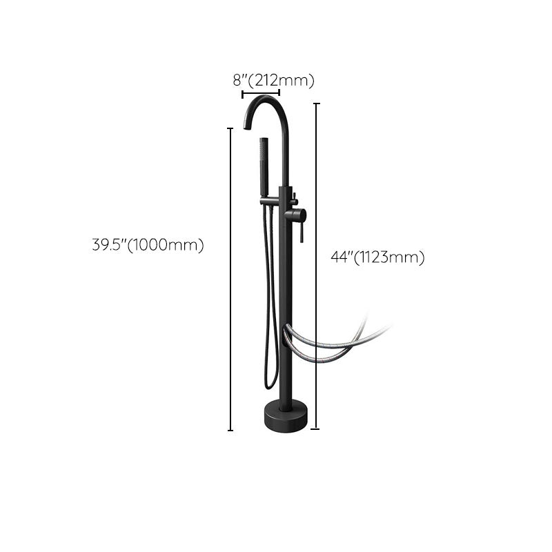 Modern Freestanding Tub Filler with 2 Handles Floor Mounted Bathroom Faucet Clearhalo 'Bathroom Remodel & Bathroom Fixtures' 'Bathtub Faucets' 'bathtub_faucets' 'Home Improvement' 'home_improvement' 'home_improvement_bathtub_faucets' 7233987