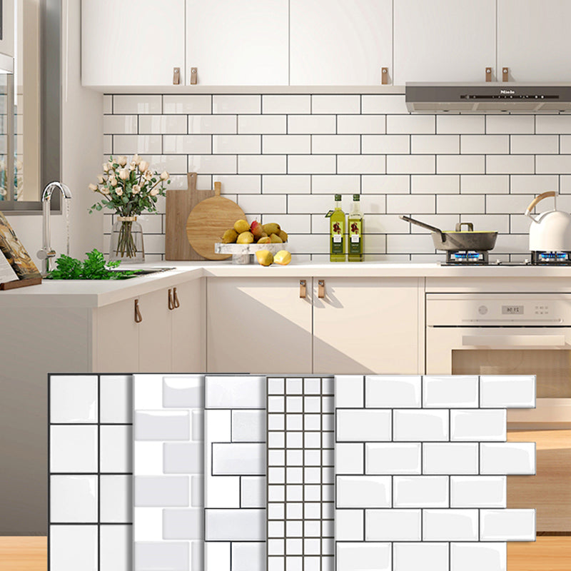 White Subway Tile Water Resistant Peel & Stick Tile for Kitchen Backsplash Clearhalo 'Flooring 'Home Improvement' 'home_improvement' 'home_improvement_peel_stick_blacksplash' 'Peel & Stick Backsplash Tile' 'peel_stick_blacksplash' 'Walls & Ceilings' Walls and Ceiling' 7234156