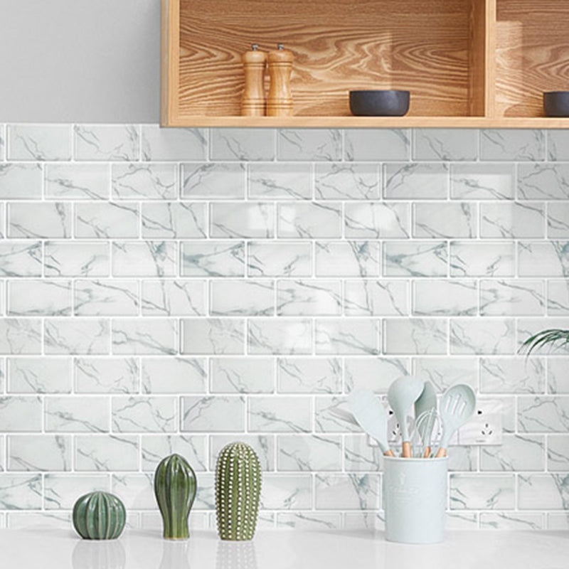 White Subway Tile Water Resistant Peel & Stick Tile for Kitchen Backsplash Marble Brick / Subway Clearhalo 'Flooring 'Home Improvement' 'home_improvement' 'home_improvement_peel_stick_blacksplash' 'Peel & Stick Backsplash Tile' 'peel_stick_blacksplash' 'Walls & Ceilings' Walls and Ceiling' 7234160