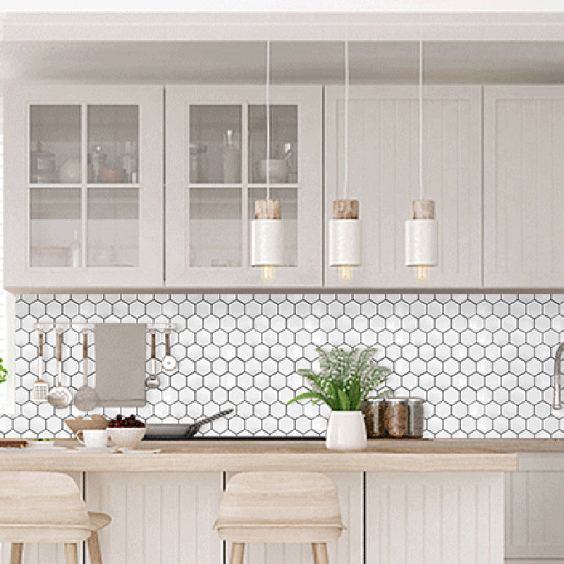 White Subway Tile Water Resistant Peel & Stick Tile for Kitchen Backsplash White Hexagonal Clearhalo 'Flooring 'Home Improvement' 'home_improvement' 'home_improvement_peel_stick_blacksplash' 'Peel & Stick Backsplash Tile' 'peel_stick_blacksplash' 'Walls & Ceilings' Walls and Ceiling' 7234163