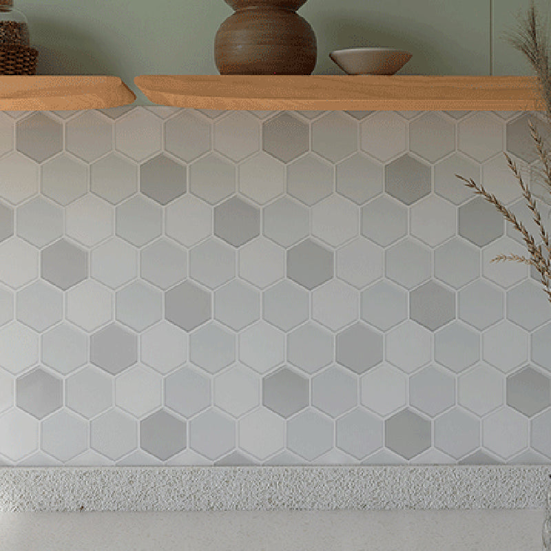 White Subway Tile Water Resistant Peel & Stick Tile for Kitchen Backsplash White-Gray Hexagonal Clearhalo 'Flooring 'Home Improvement' 'home_improvement' 'home_improvement_peel_stick_blacksplash' 'Peel & Stick Backsplash Tile' 'peel_stick_blacksplash' 'Walls & Ceilings' Walls and Ceiling' 7234165