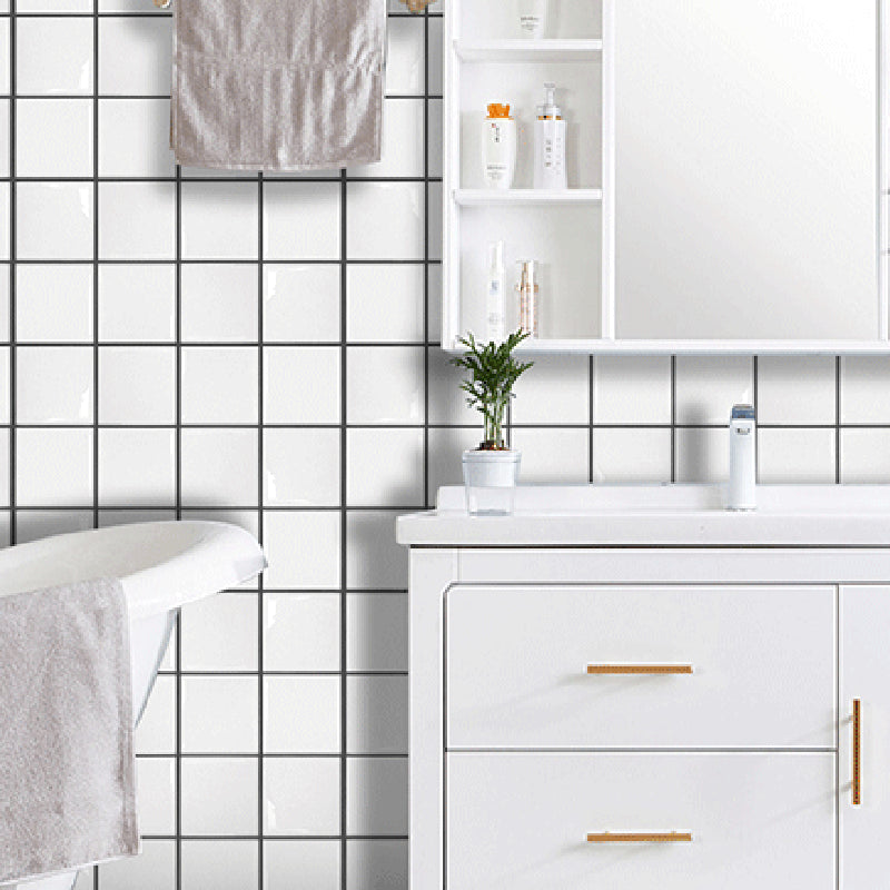 White Subway Tile Water Resistant Peel & Stick Tile for Kitchen Backsplash White Grid Clearhalo 'Flooring 'Home Improvement' 'home_improvement' 'home_improvement_peel_stick_blacksplash' 'Peel & Stick Backsplash Tile' 'peel_stick_blacksplash' 'Walls & Ceilings' Walls and Ceiling' 7234166