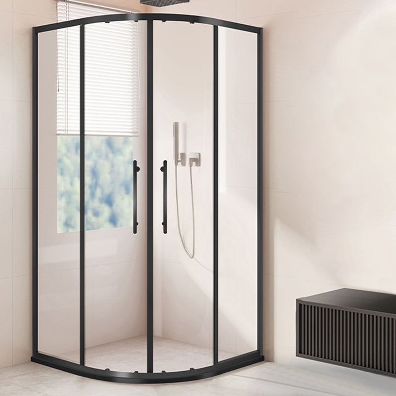 Framed Clear Shower Doors Double Sliding Tempered Shower Bath Door Black Left Clearhalo 'Bathroom Remodel & Bathroom Fixtures' 'Home Improvement' 'home_improvement' 'home_improvement_shower_tub_doors' 'Shower and Tub Doors' 'shower_tub_doors' 'Showers & Bathtubs' 7235028