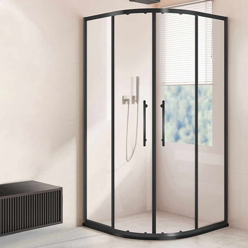 Framed Clear Shower Doors Double Sliding Tempered Shower Bath Door Black Right Clearhalo 'Bathroom Remodel & Bathroom Fixtures' 'Home Improvement' 'home_improvement' 'home_improvement_shower_tub_doors' 'Shower and Tub Doors' 'shower_tub_doors' 'Showers & Bathtubs' 7235034