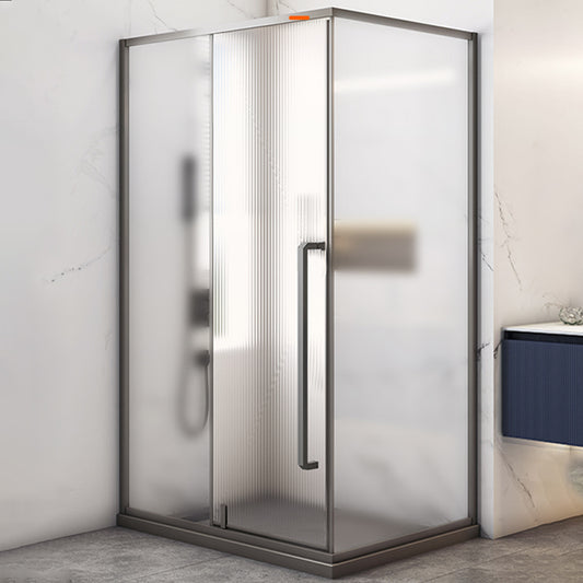 Grey Framed Shower Bath Door Pivot Transparent Tempered Shower Doors Clearhalo 'Bathroom Remodel & Bathroom Fixtures' 'Home Improvement' 'home_improvement' 'home_improvement_shower_tub_doors' 'Shower and Tub Doors' 'shower_tub_doors' 'Showers & Bathtubs' 7235048