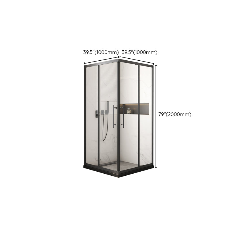 Black Framed Shower Doors Double Sliding Tempered Shower Bath Door Clearhalo 'Bathroom Remodel & Bathroom Fixtures' 'Home Improvement' 'home_improvement' 'home_improvement_shower_tub_doors' 'Shower and Tub Doors' 'shower_tub_doors' 'Showers & Bathtubs' 7235070